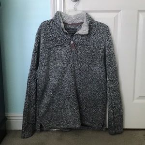 1/4 zip TrueGrit Fuzzy Charcoal Pullover